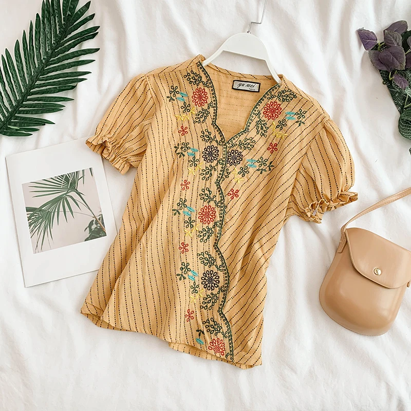 2019 Новая модная женская блузка рубашка Топ для отпуска волнистая сторона v