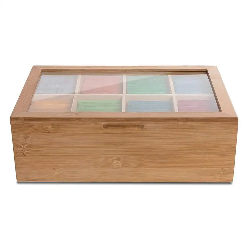Bamboo Tea Box Storage Organizer Taller Size Holds 120+ Standing Or Flat Bags 8 Adjustable Chest Compartments | Дом и сад