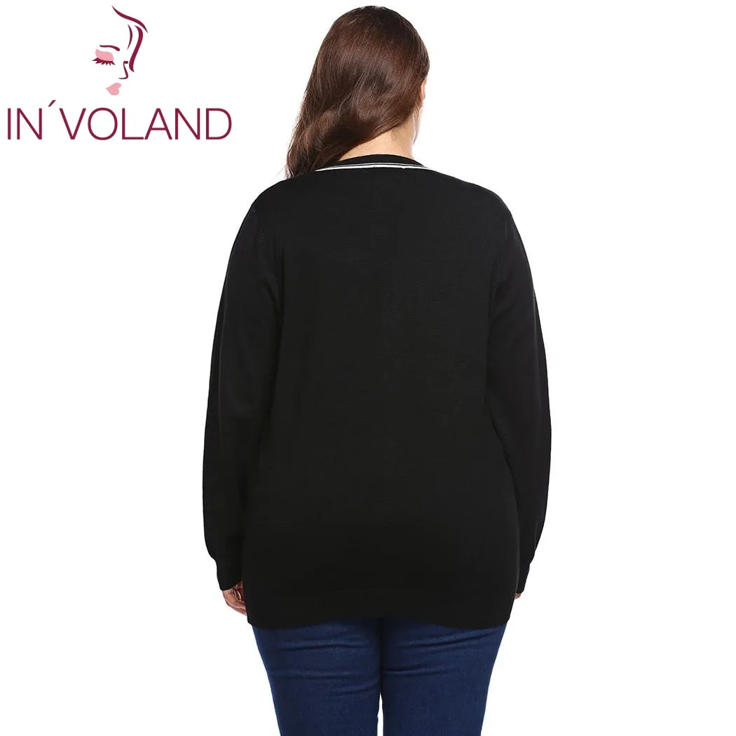 Женский свитер IN'VOLAND размера плюс повседневный кардиган с длинными рукавами и