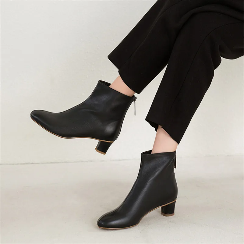 FEDONAS/высококачественные однотонные женские ботильоны из натуральной кожи