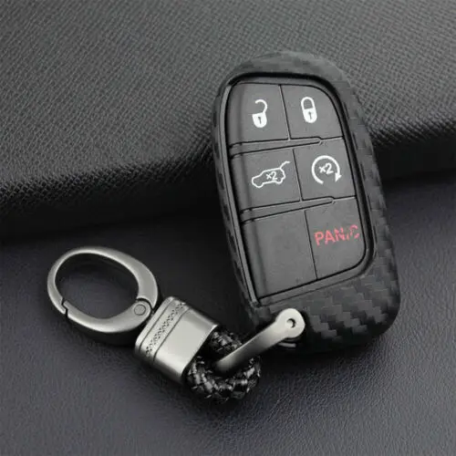 Брелок из углеродного волокна с кольцом для Jeep Grand Cherokee и Renegade Compass Dodge Durango jource charger