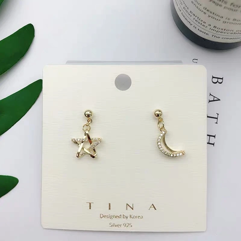 Высокая мода элегантные солнцезащитные Асимметричные в форме Луны стразы серьги