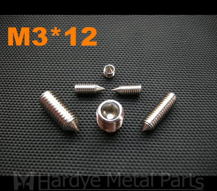 

500pcs/lot M3*12 DIN914 Stainless steel hex socket set screw with cone point