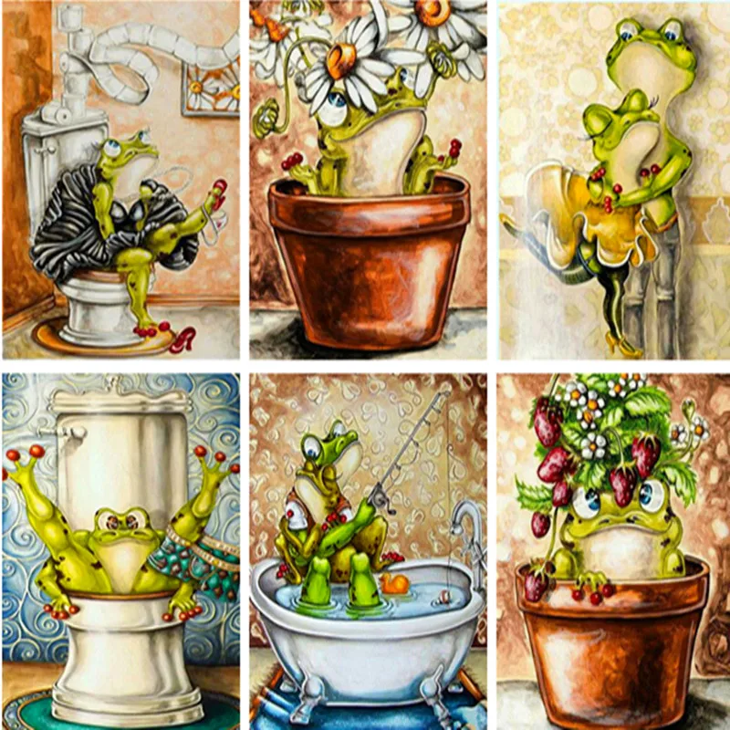 Wedding decoration gift Square/Round Drill 5D DIY Diamond Painting Frog toilet 3D Embroidery Cross Stitch Mosaic Home Decor Gift | Дом и сад