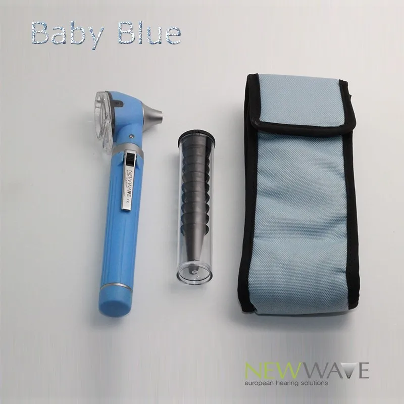 baby blue Otoscopio auriscope PRO волоконно-оптический светодиодный портативный медицинский отоскоп CE уход за ушами диагностический набор защитный чехол - Цвет: baby blue