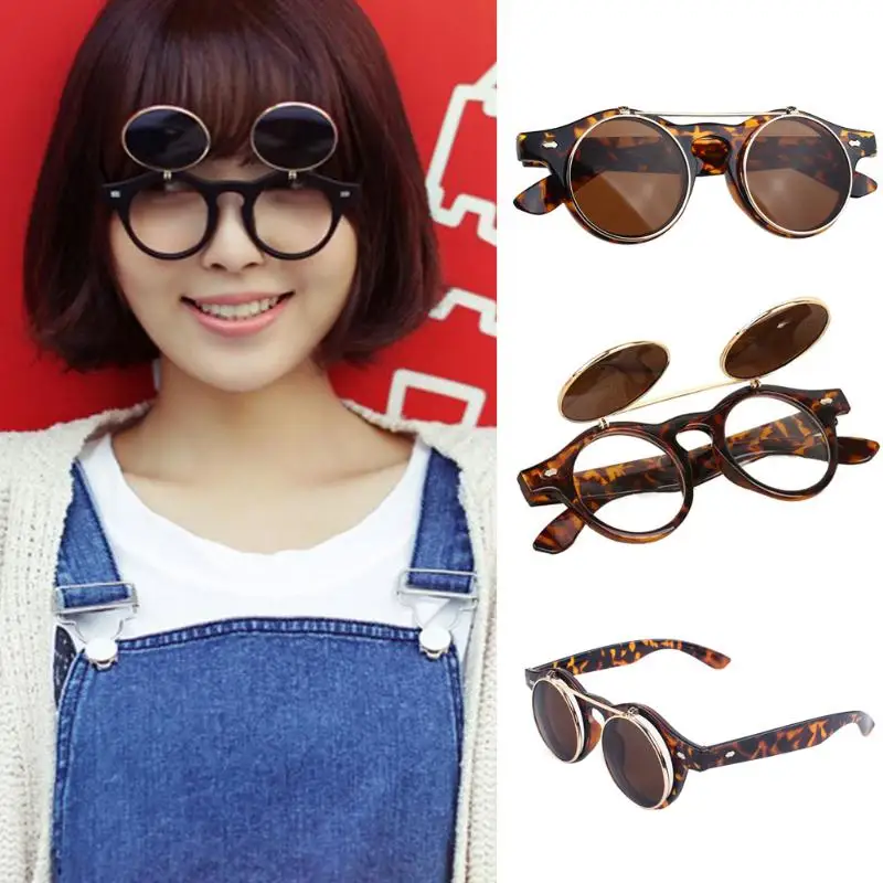 2019 стимпанк готические очки для девочек и мальчиков Ретро Флип-ап Круглые