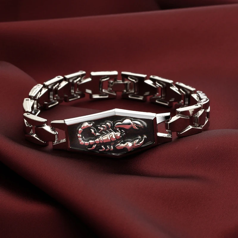 

Silver Plated Metal Bracelets Men Scorpion Charms Men Bracelets Punk Man Bracelets & Bangles Wristband Pulsera HombreJewelry