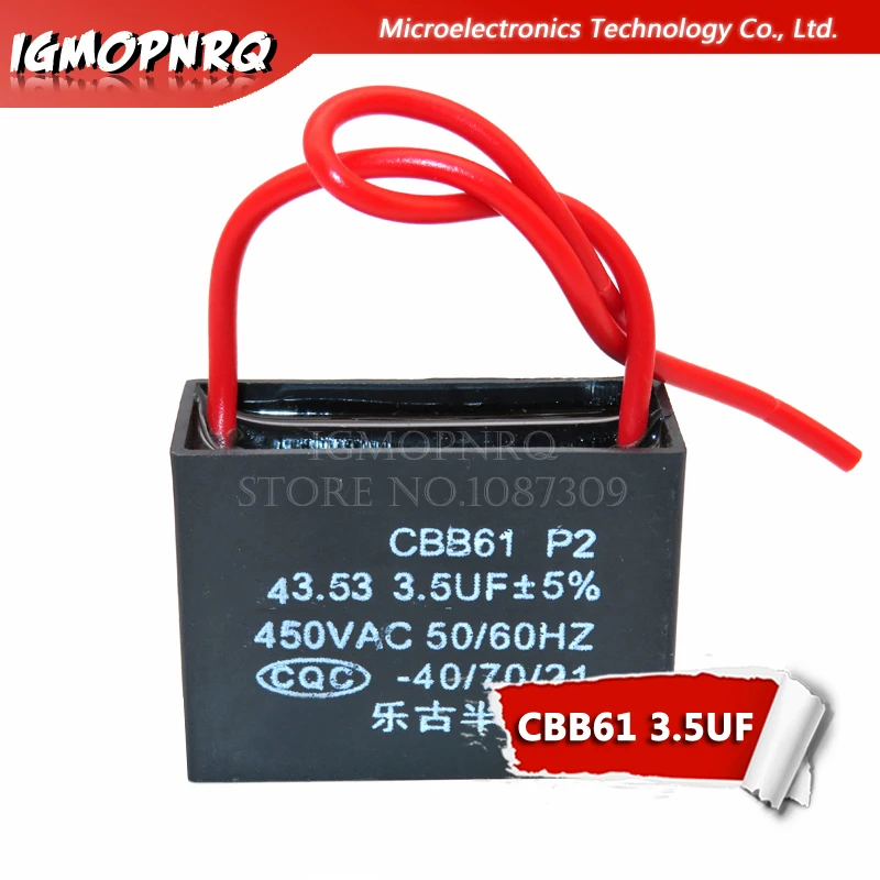 

5pcs CBB61 3.5uf starting capacitance AC Fan Capacitor igmopnrq 450V CBB Motor Run Capacitor