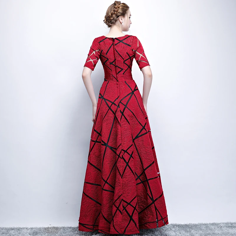 Long Elegant Evening Dresses 2018 New O-neck A-line Half Sleeve Candy Color Prom Party Vestidos Largos Elegantes X | Свадьбы и