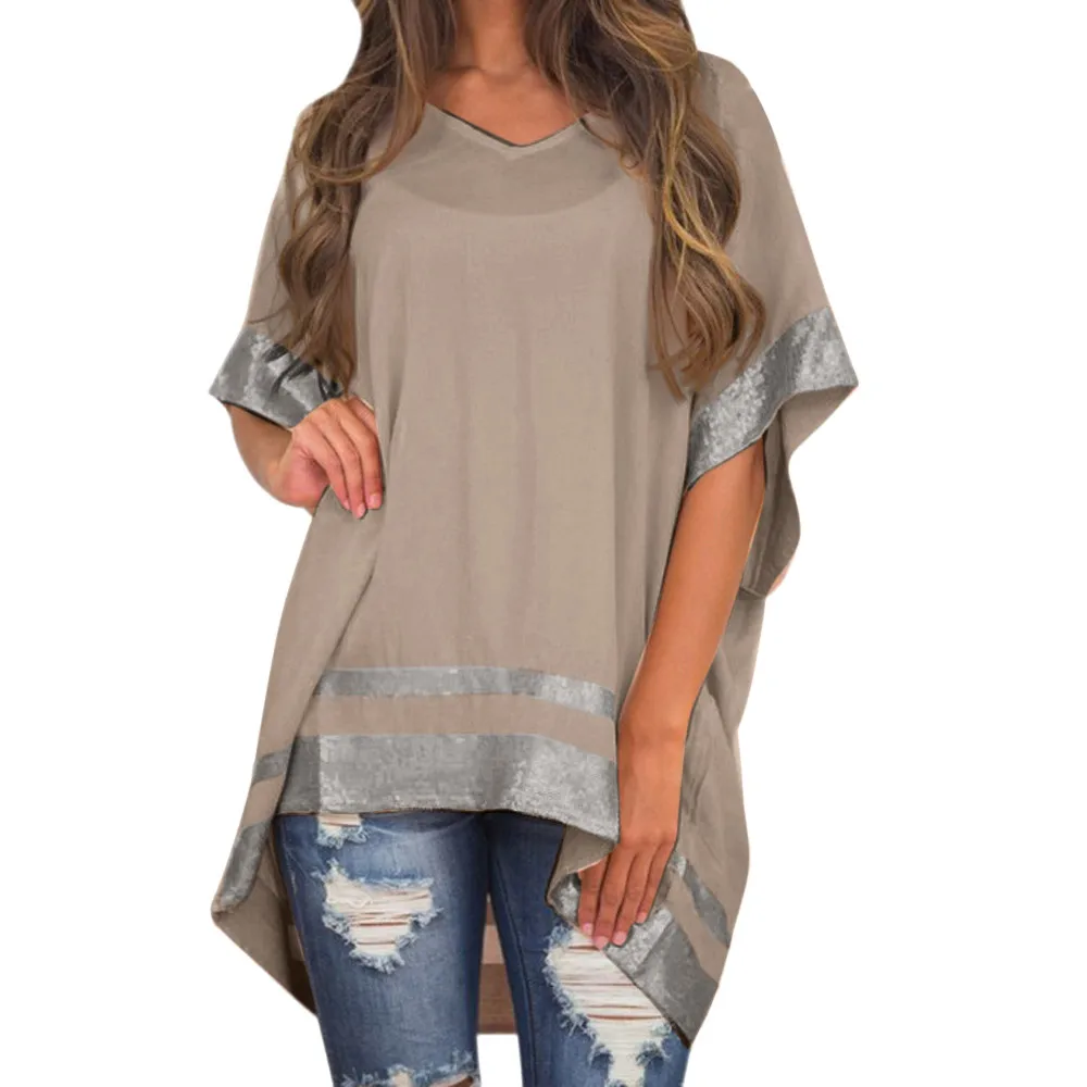 Women's Shiny Liquid Wet Look blousr Bat sleeve size irregular hem shirt Vest Top Club Blouse Tanks |