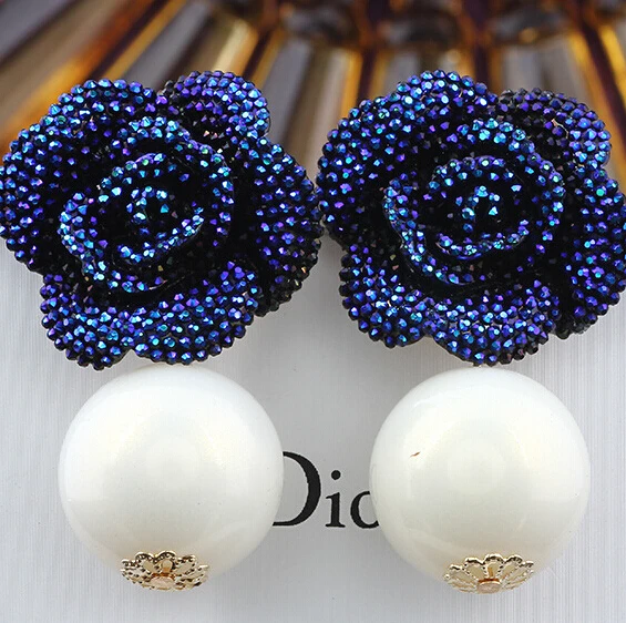 Европейский стиль большая Роза жемчужные серьги корейский гвоздики ASOS модные