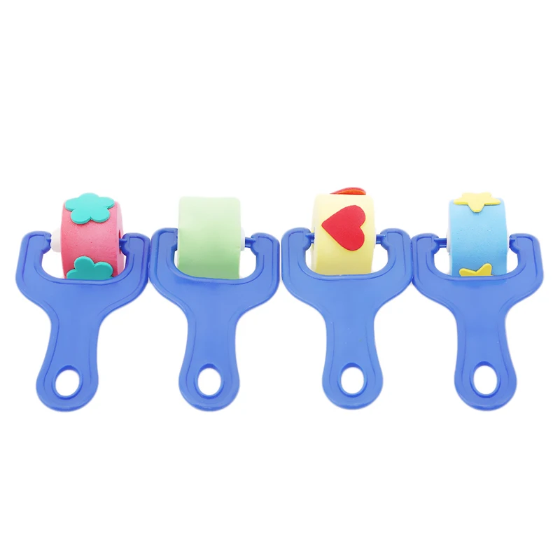 4 шт./компл. губка ролик для покраски щетка Пластик ручка комплект детская