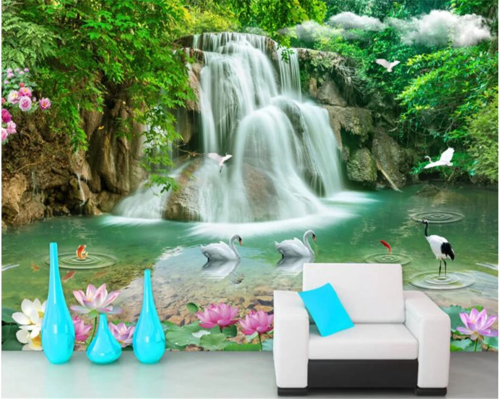 

Beibehang Современное украшение для дома 3D Настенные обои водопад фотообои 3D задний фон для телевизора Настенные обои 3d бумажные обои
