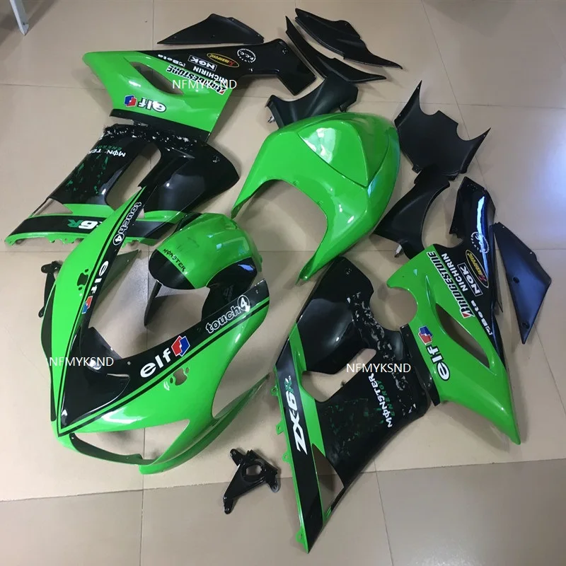 

100%NEW Fairing For KAWASAKI green black NINJA ZX6R 05-06 ZX 6R 636 ZX-6R black green Shell 05 06 2005 2006 ZX6R 636