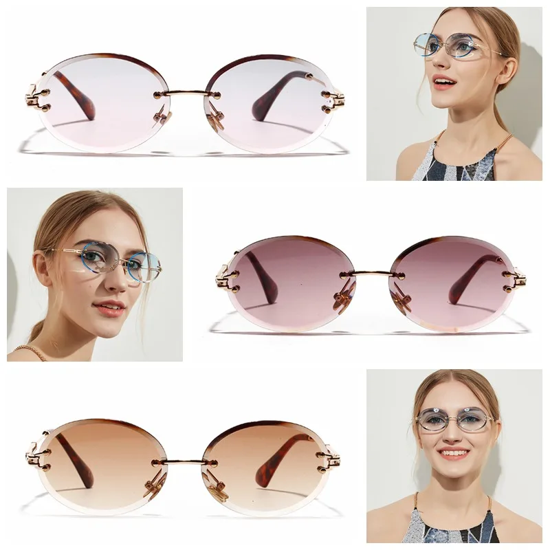 Новые модные дизайнерские женские Овальные Солнцезащитные очки с кристаллами