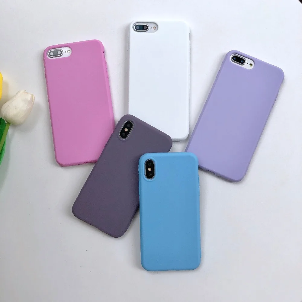 Мягкий матовый чехол ярких цветов для iPhone 11 Pro XR 6 6s Plus XS Max X 7 8 мобильный с одним