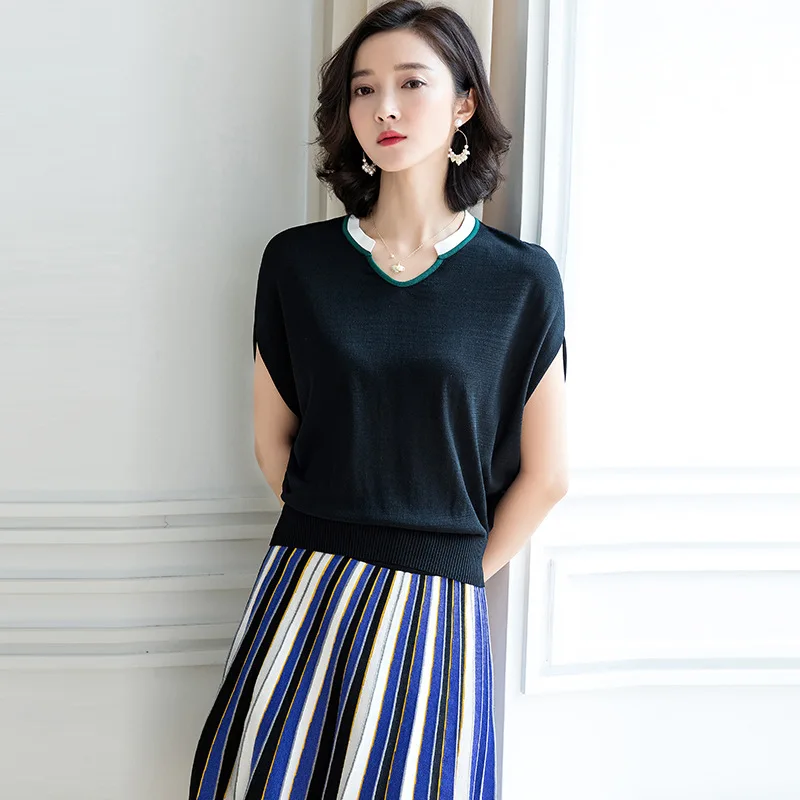 Женский вязаный Однотонный свитер Suvance офисный пуловер с рукавами летучая мышь