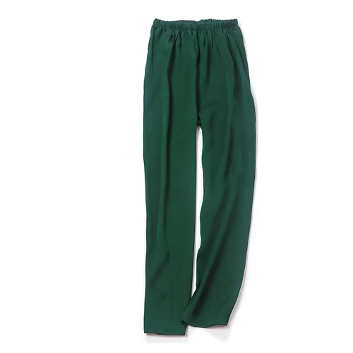 dark green Весной и летом натуральный шелк карандаш брюки для похудения узкие женские стрейч тутового шелка трусики маленькие брюки больше - Цвет: dark green