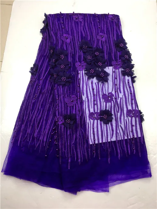 

Wholesale african french 3d lace fabric royal blue,white .white ,Purple yellow nigerian beaded lace fabric for dresses