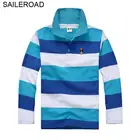 SAILEROAD рубашки-поло для мальчиков и девочек 3-15 лет, хлопковые полосатые цветные повседневные рубашки с длинными рукавами для подростков