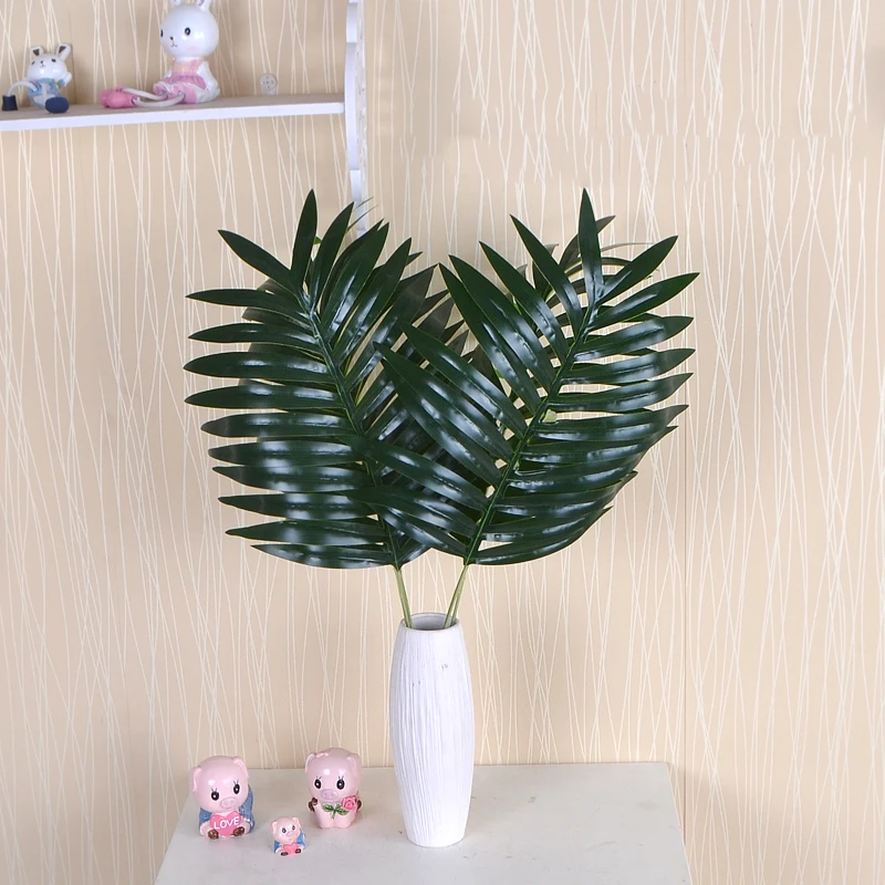 

3pcs Green Artificial Palm Leaves Artificial Plant Plastic Leaves Home Garden Wedding Decoration Tropical Leaves Plant Branching
