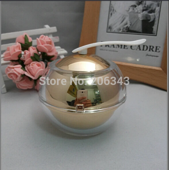 50 г золотая акриловая бутылка для крема в форме яблока/шара косметический