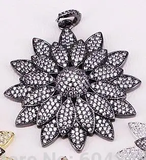Black Pendant 5 нитей ZYZ323-8910 CZ микро проложить цветок кулон цепочки и ожерелья, фианит цветок очарование золото, серебро, розовое золото, цвета Gunmetal - Окраска металла: Black Pendant