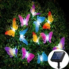 Гирлянда-бабочка на солнечной батарее, 12 светодиодов, водонепроницаемая, для рождества, улицы, сада, праздника, ночного освещения