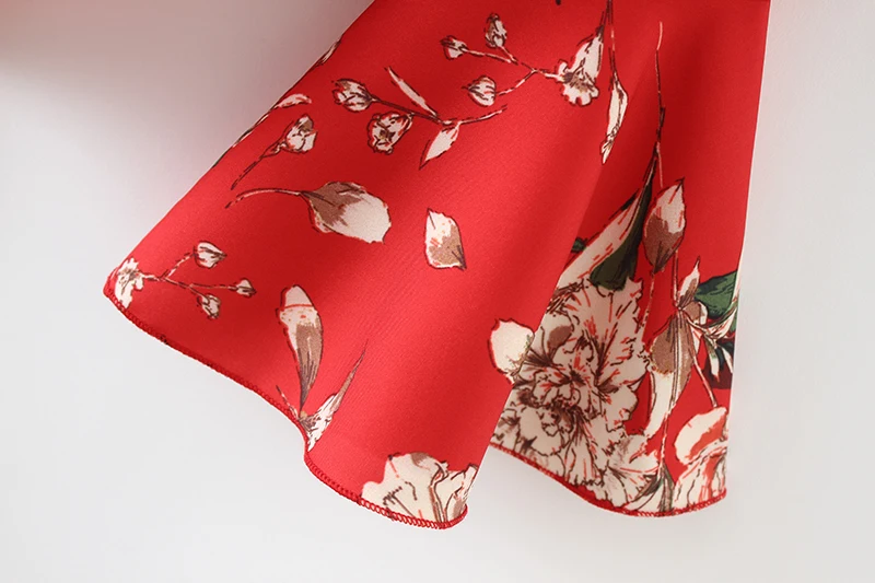 Женская винтажная Сексуальная завязанная красная Цветочная Печать Повседневная