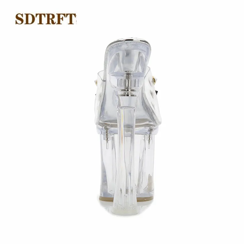 SDTRFT/модные босоножки на шпильках с заклепками для трансвеститов прозрачная