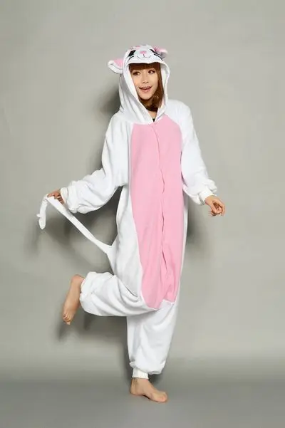 Пижамы с изображением животного белого кота милый костюм для косплея сезон