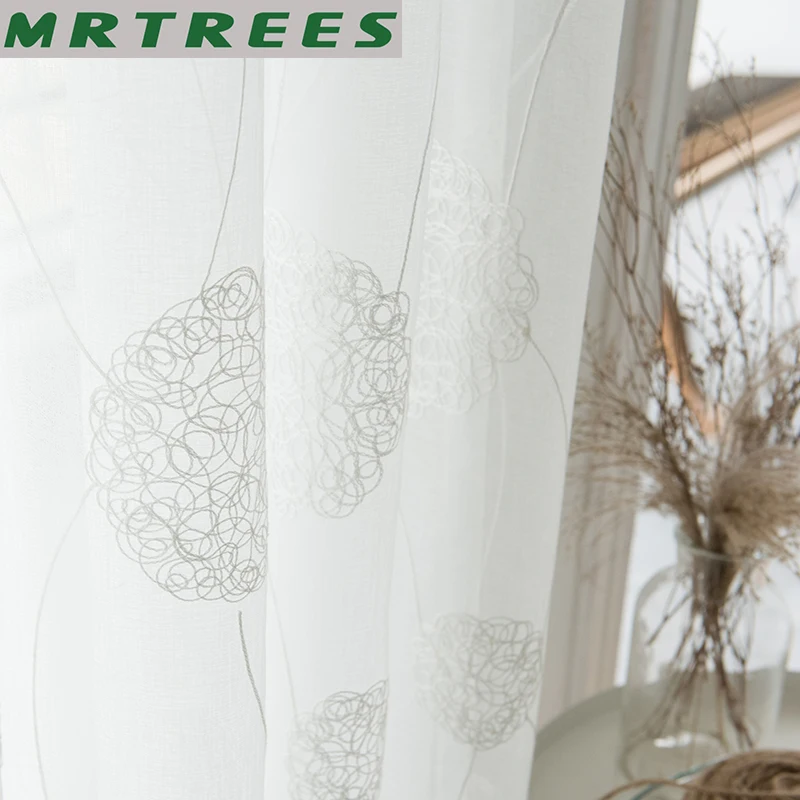 MRTREES белый вышитый Sheer гардины тюль для Гостиная Спальня Кухня вуаль шторы для окна шторы белый вышитый Sheer гардины тюль для Гостиная Спальня Кухня вуаль шторы для окна шторы