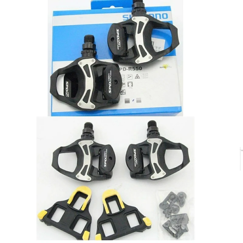 Shimano педали SPD SL PD R550 черный/Серебряный/белый для дорожного велосипеда байка