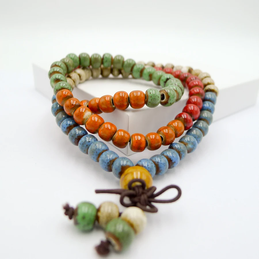 Женские многослойные браслеты с керамическими бусинами 6 мм Длинные Браслеты