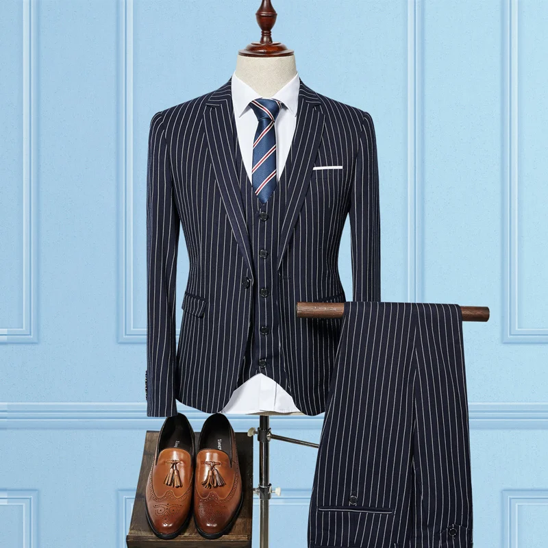 

(Jacket+Vest+Pants) 2017 High quality Men Suits Fashion wool Men's Slim Fit business wedding Suit men Wedding suit 3 colors