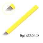 50 шт., ручка для вышивания бровей, 9 pin, Перманентный макияж, микроблейдинг, 3d тату для бровей, иглы, бесплатная доставка