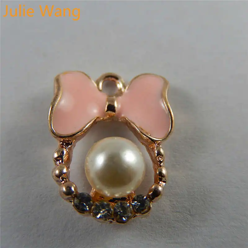 Julie Wang 10 шт. эмаль золотого тона розовый черный галстук сплав подвески мужское