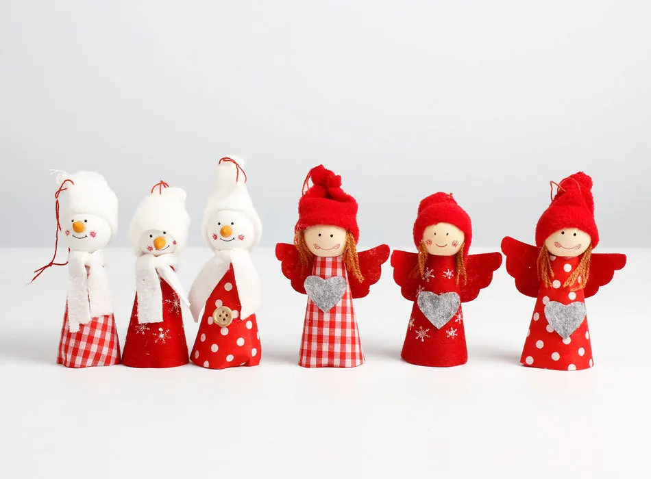 3PCS Red Christmas Angel Doll For Xmas Tree Decorations Pendant Christmas Hanging Ornament New Year Decoration Kids Gift