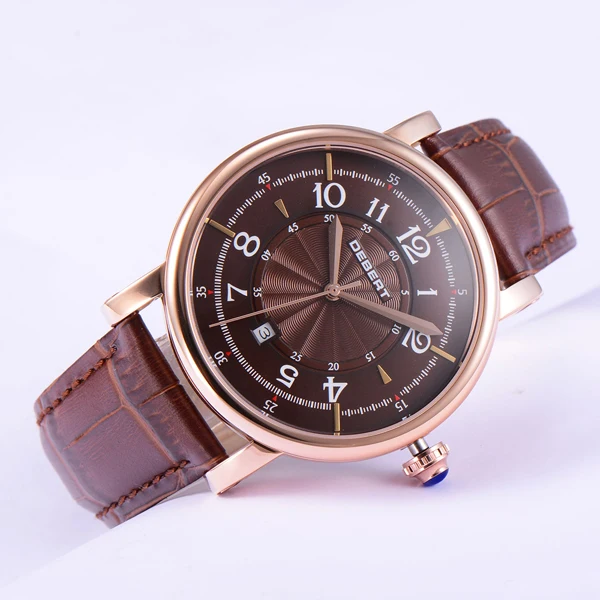 Мужские механические часы Debert кофейный циферблат нержавеющая сталь 43 мм 1831 |