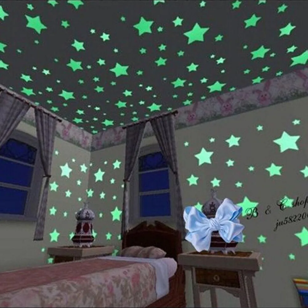 

200PCS/Pack Luminous Stars Wallpapers Stickers Home Glow In The Dark Stars Room DIY Home Decor Wall Art For Kids Baby