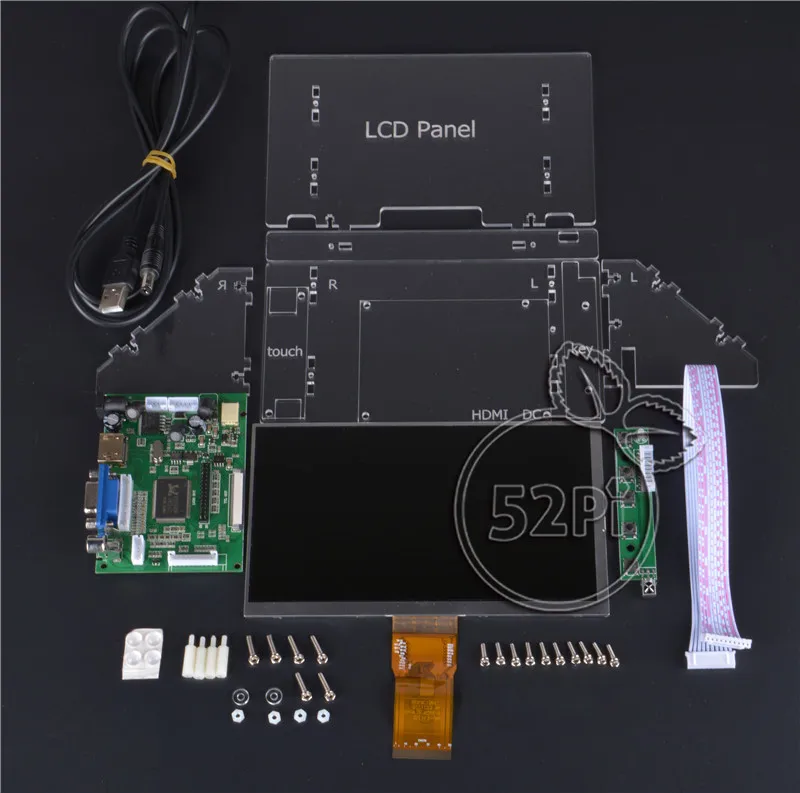 7 дюймовый ЖК дисплей 52Pi Raspberry Pi 4 B с материнской платой и прозрачным акриловым