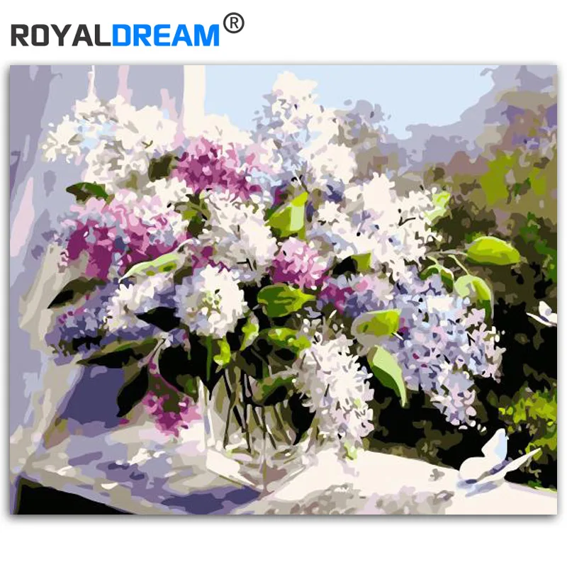 Ройалdream Flowers And Butterfly DIY живопись по номерам Настенная картина акриловый Холст