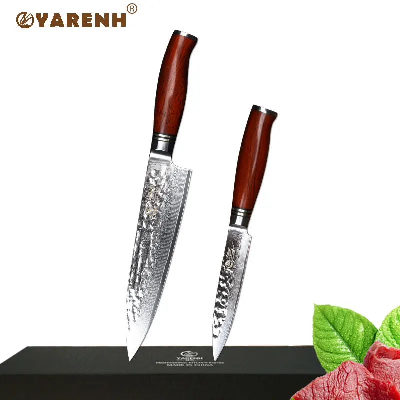 2 PCS Yarenh набор ножей 6 шт.- кованный нож дамаск кухонный из японский vg10 дамасская сталь- острый ножи кухонные высокого качества - Цвет: 2 PCS
