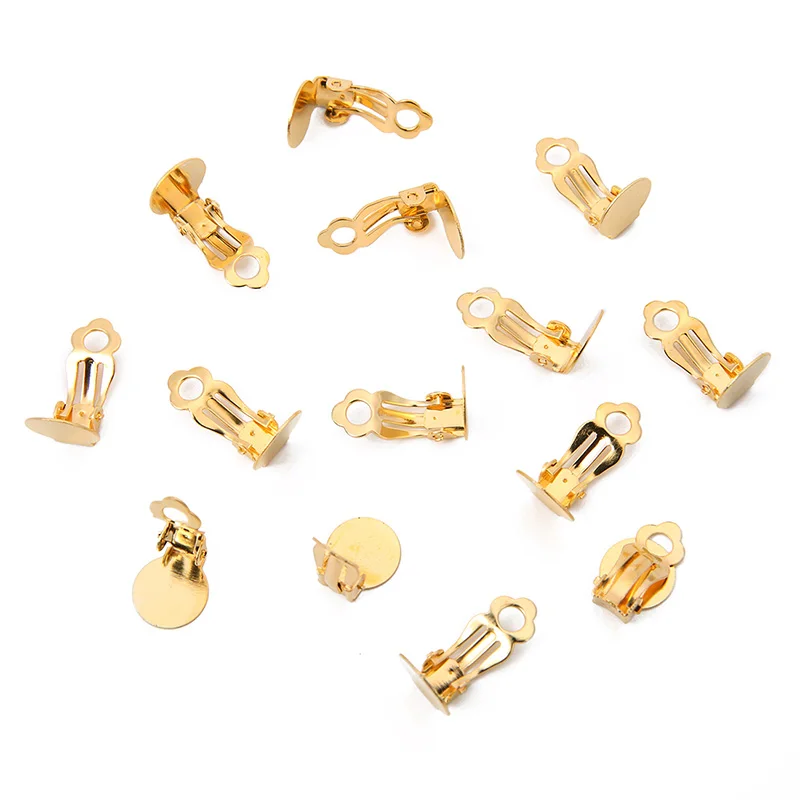 50pcs/lot 10x10mm Gold Silver NO Piercing Earrings Clips Blank Base Settings Craft for DIY Jewelry Making Findings | Украшения и