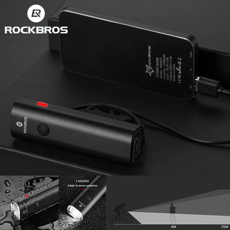 ROCKBROS велосипедный светильник, непромокаемый, USB, перезаряжаемый, светодиодный, 2000 мА/ч, MTB, передняя лампа, головной светильник, алюминиевый, ультра-светильник, светильник-вспышка, велосипедный светильник