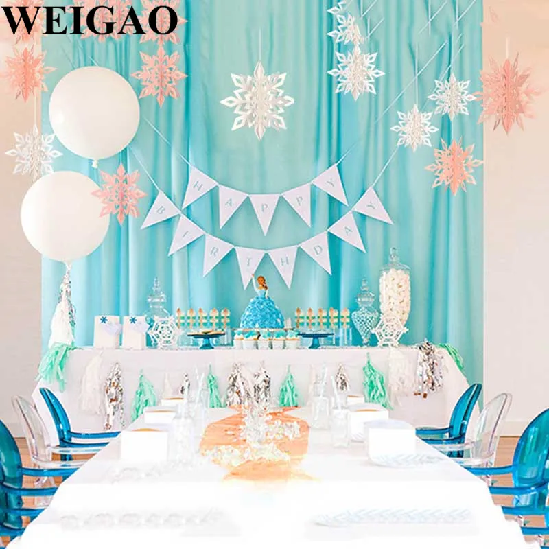 WEIGAO, 6 шт., 3D полые бумажные снежинки, Рождественское украшение, подвесные украшения на Рождество, Год, вечерние, замороженные товары