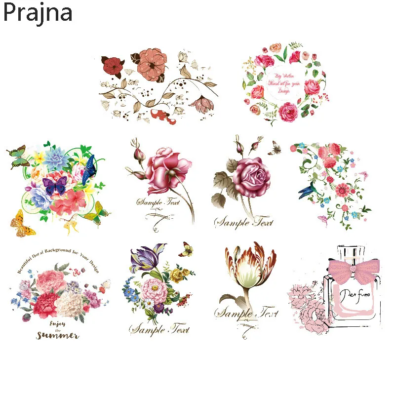 Prajna Пользовательские Цветочные железные передачи для одежды Горячая виниловая теплопередача Патчи Наклейки для джинсов дешевые Единорог Сова патч