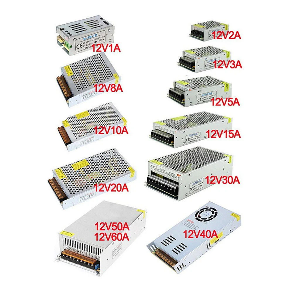12V светодиодный трансформатор Питание сплиттер адаптер переменного тока 110 V-220 V DC/DC 12V 2A 3A 5A 10A 20A 30A 40A 60A драйвер для светодиодный светодиодные полосы света