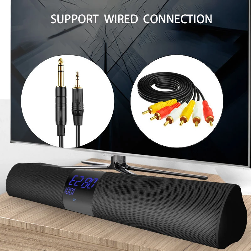 Беспроводной Bluetooth динамик металлическая полоса домашний телевизионный компьютер Hi-Fi качество звука светодиодный дисплей Время Будильник Черный Белый