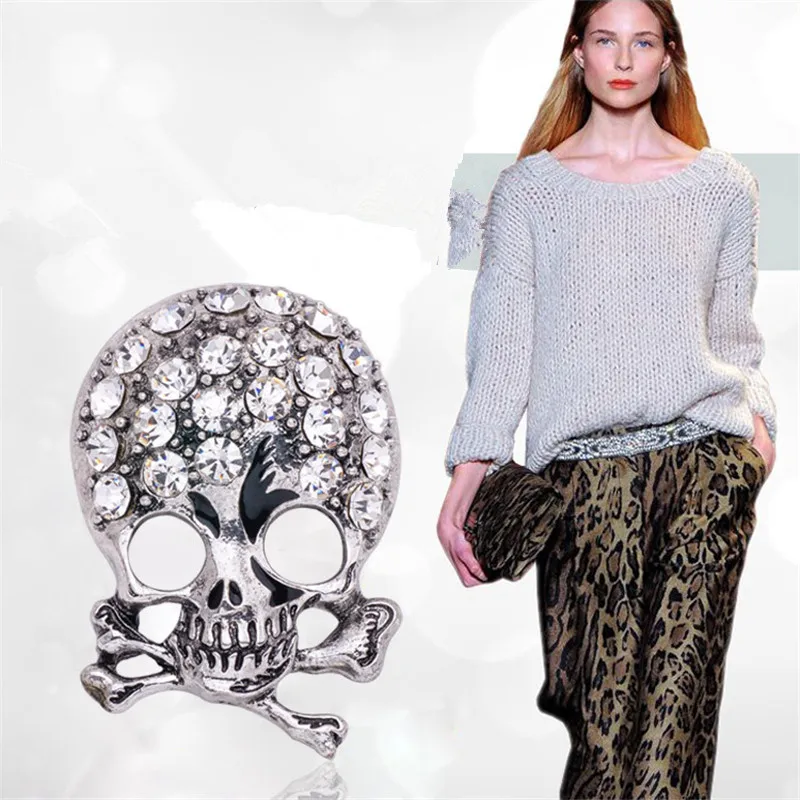 Стразы броши для женщин мужчин череп искусственные булавки кристалл Broches